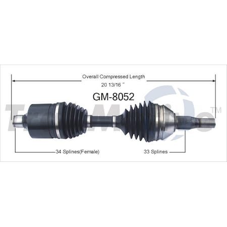 Surtrack Axle Cv Axle Shaft, Gm-8052 GM-8052